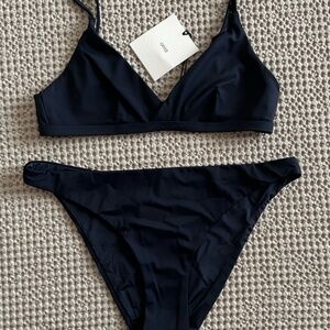 NWT Onia 2-Piece Bikini Ashley Top Splice Malin Bottom Deep Navy Blue Small Med